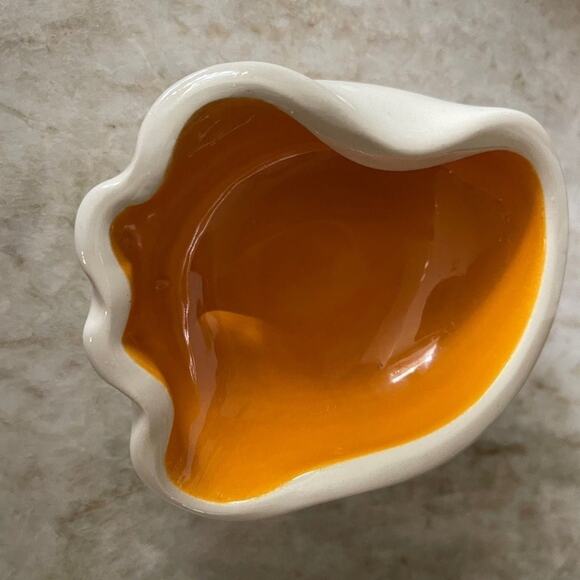 Vintage Bonwit Teller pottery dish ashtray orange and white France - Picture 1 of 12